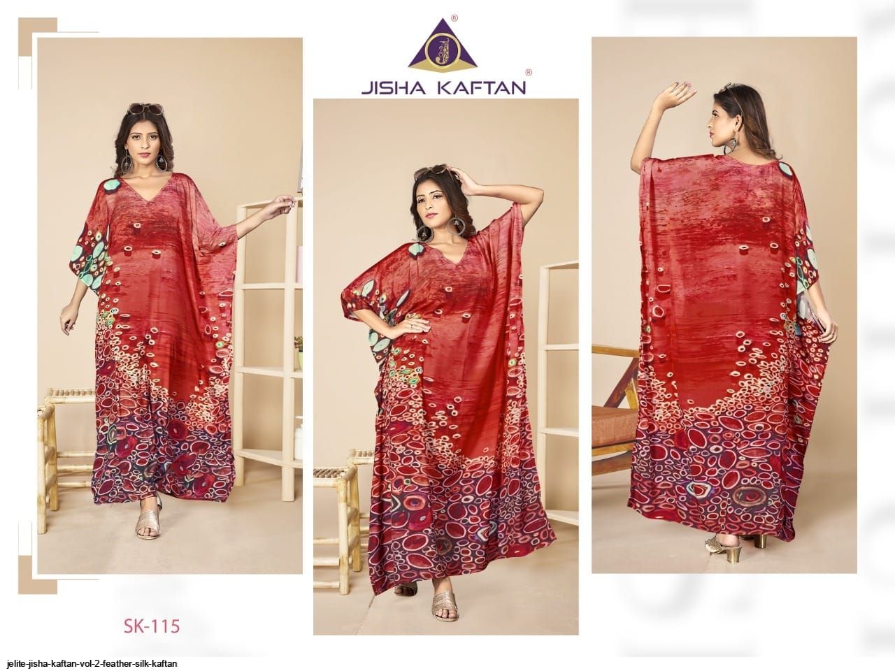 JELITE JISHA KAFTAN VOL 2 FEATHER SILK KAFTAN D