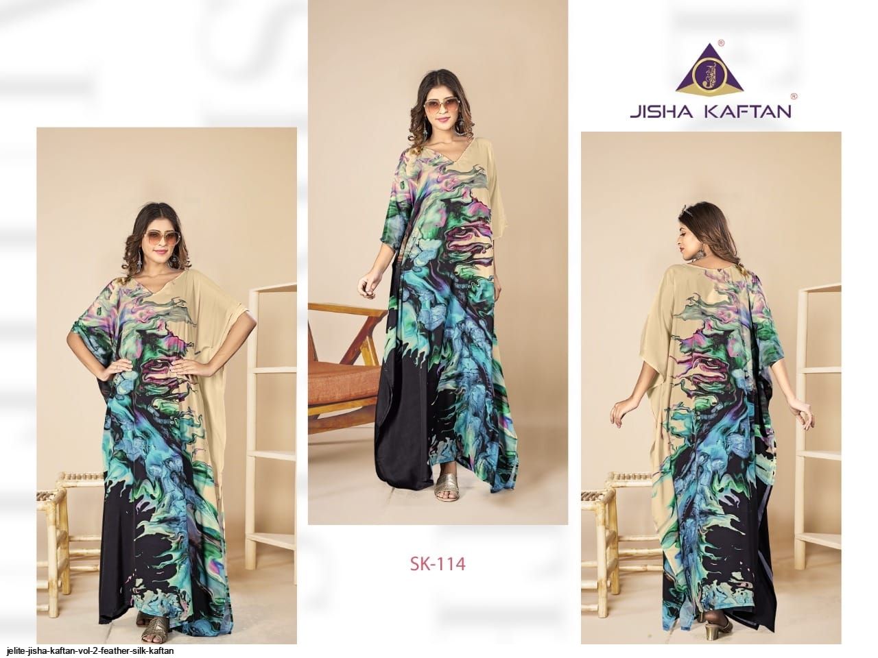 JELITE JISHA KAFTAN VOL 2 FEATHER SILK KAFTAN E