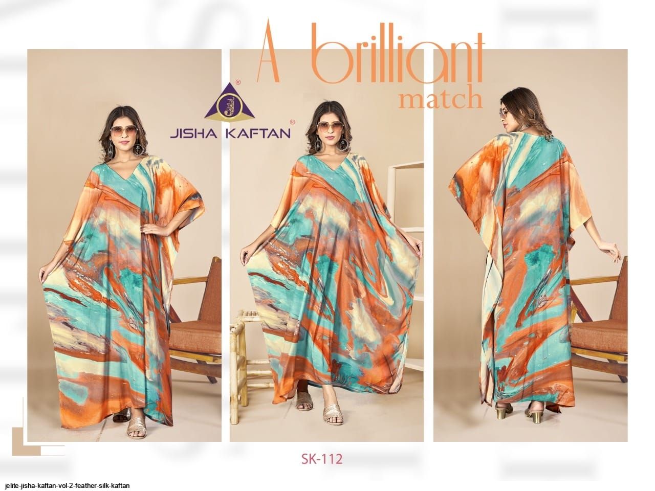 JELITE JISHA KAFTAN VOL 2 FEATHER SILK KAFTAN F