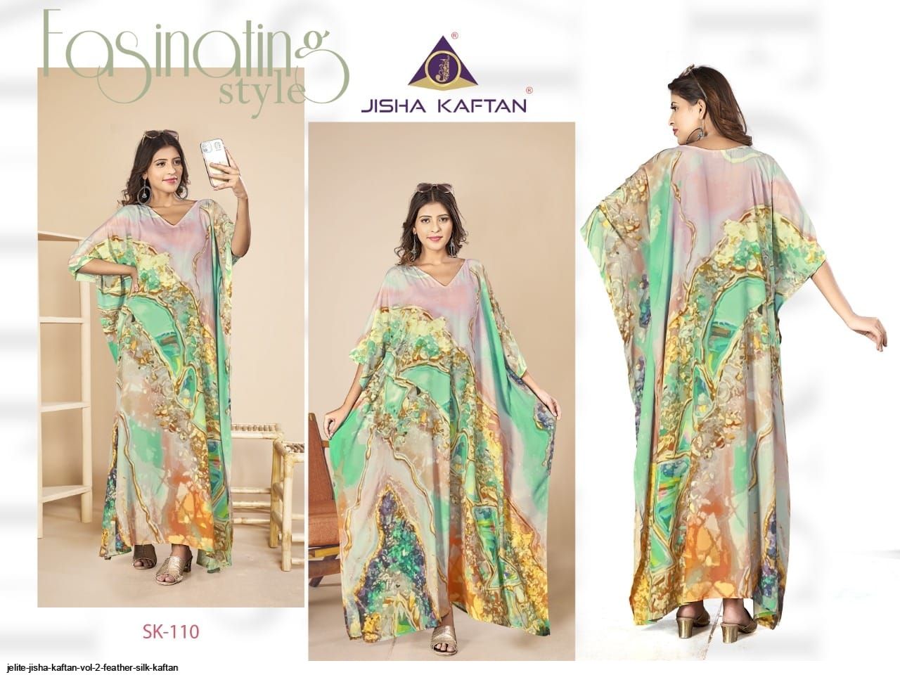 JELITE JISHA KAFTAN VOL 2 FEATHER SILK KAFTAN C