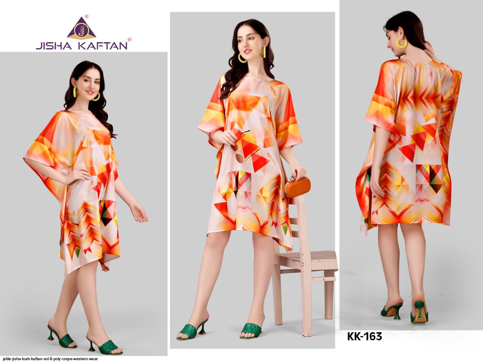 JELITE JISHA KURTI KAFTAN VOL 8 POLY CREPE WESTERN WEAR B