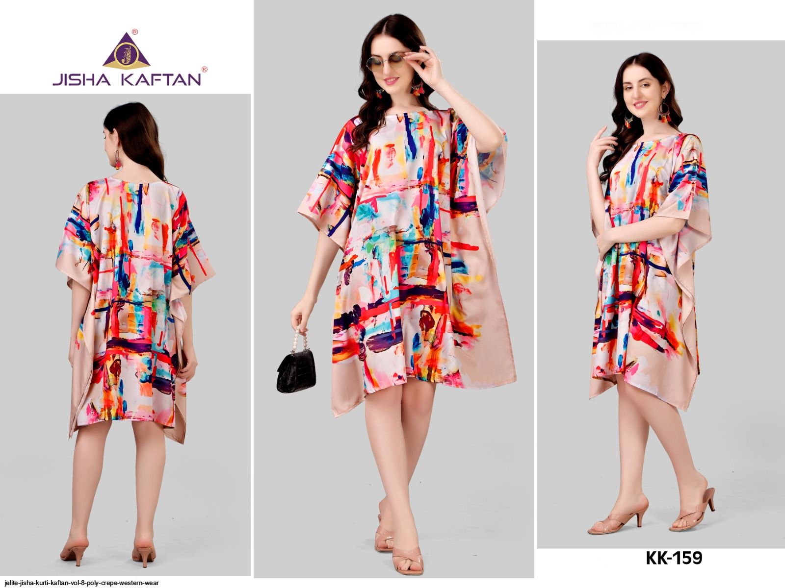 JELITE JISHA KURTI KAFTAN VOL 8 POLY CREPE WESTERN WEAR F