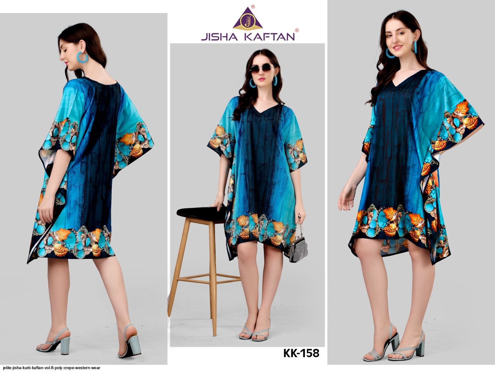 JELITE JISHA KURTI KAFTAN VOL 8 POLY CREPE WESTERN WEAR H