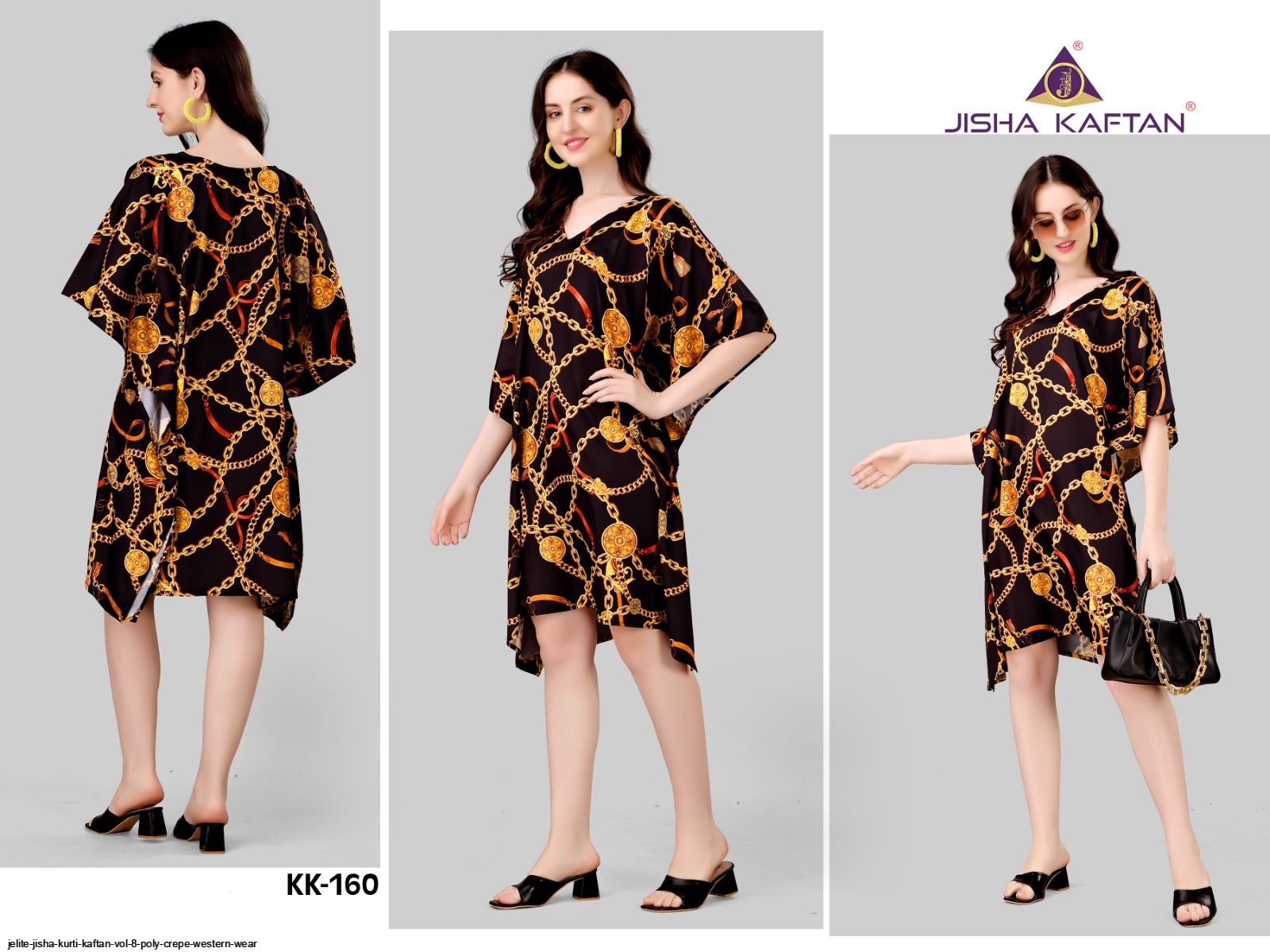 JELITE JISHA KURTI KAFTAN VOL 8 POLY CREPE WESTERN WEAR E