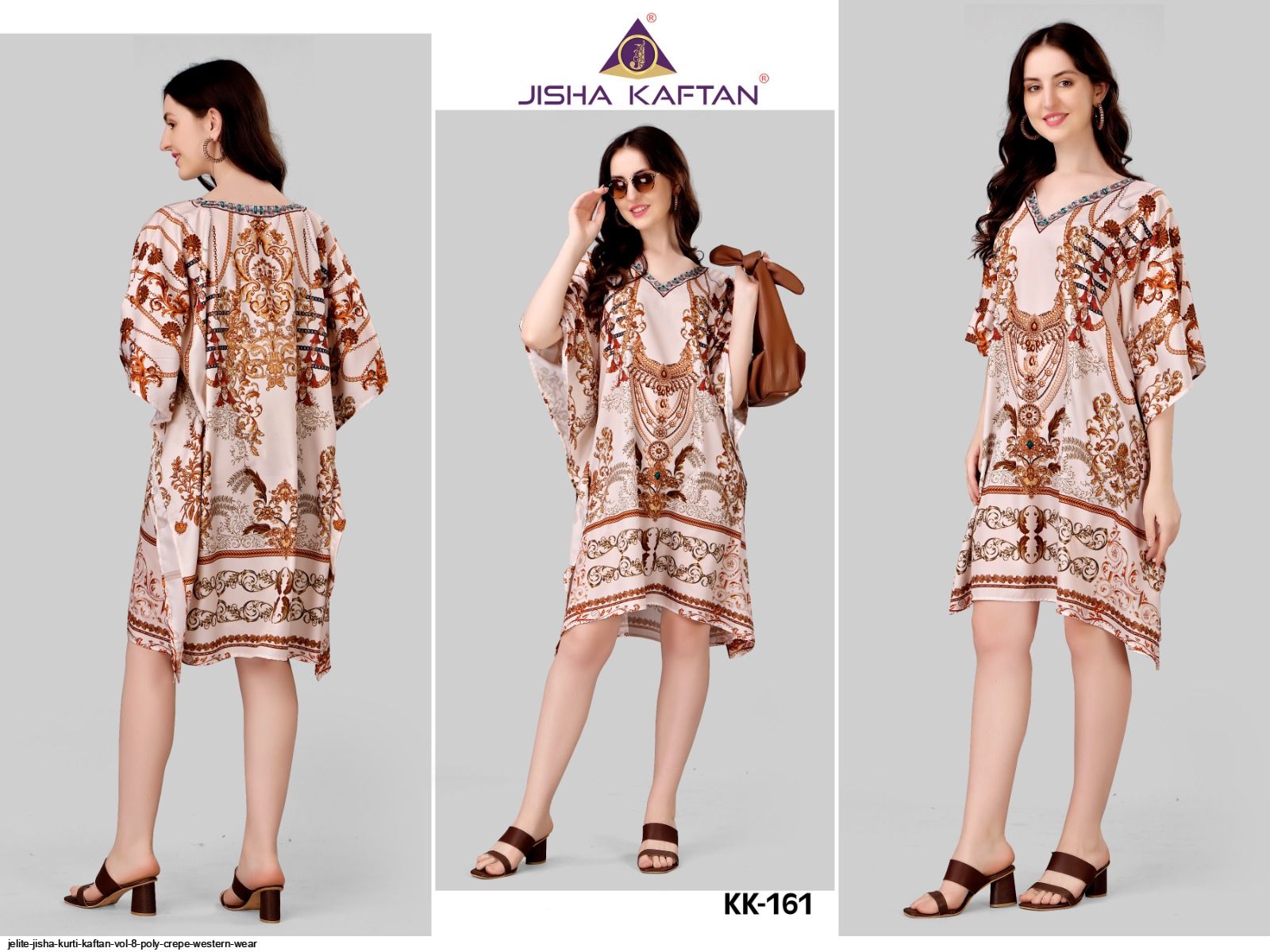 JELITE JISHA KURTI KAFTAN VOL 8 POLY CREPE WESTERN WEAR D