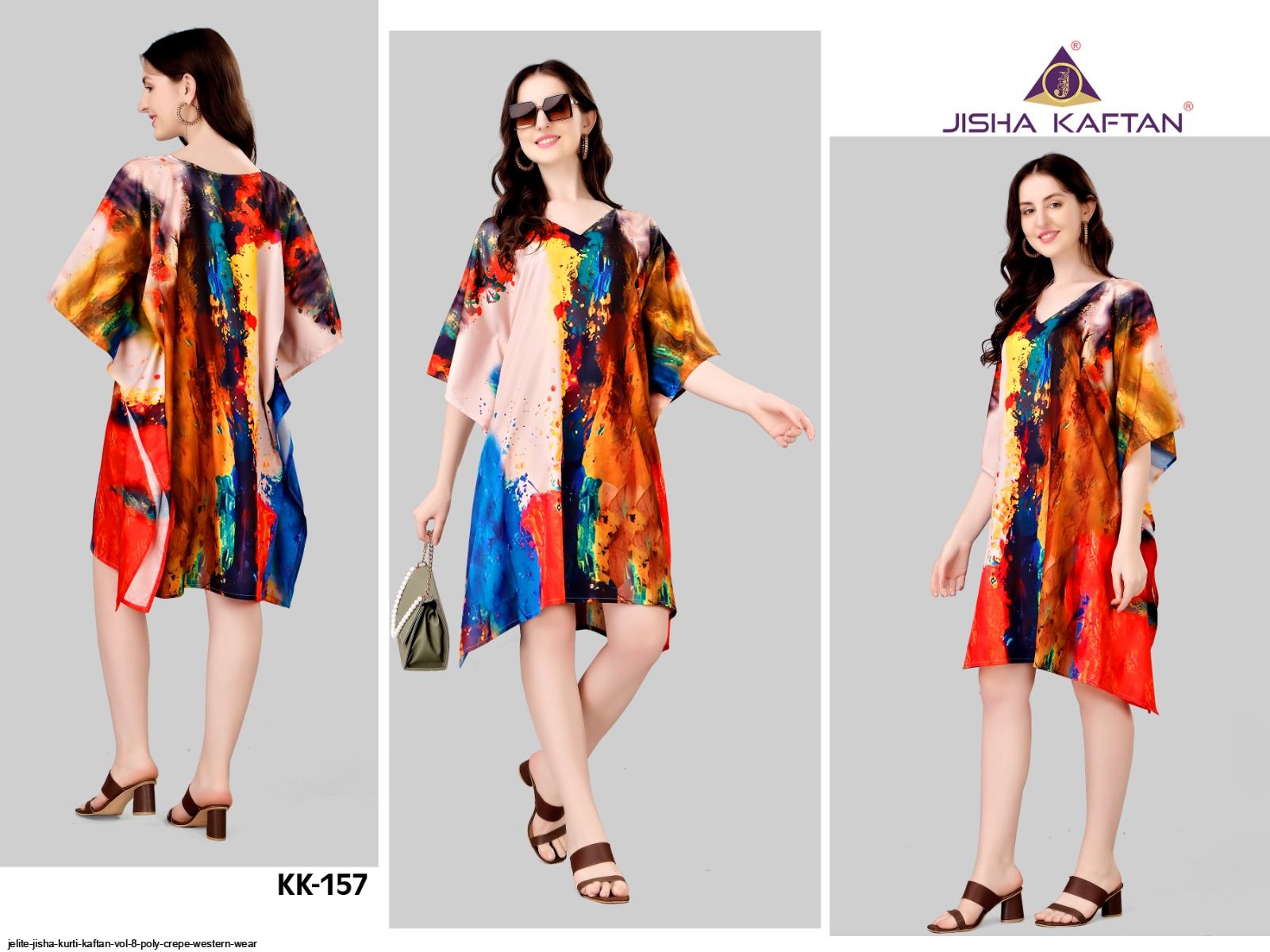 JELITE JISHA KURTI KAFTAN VOL 8 POLY CREPE WESTERN WEAR G
