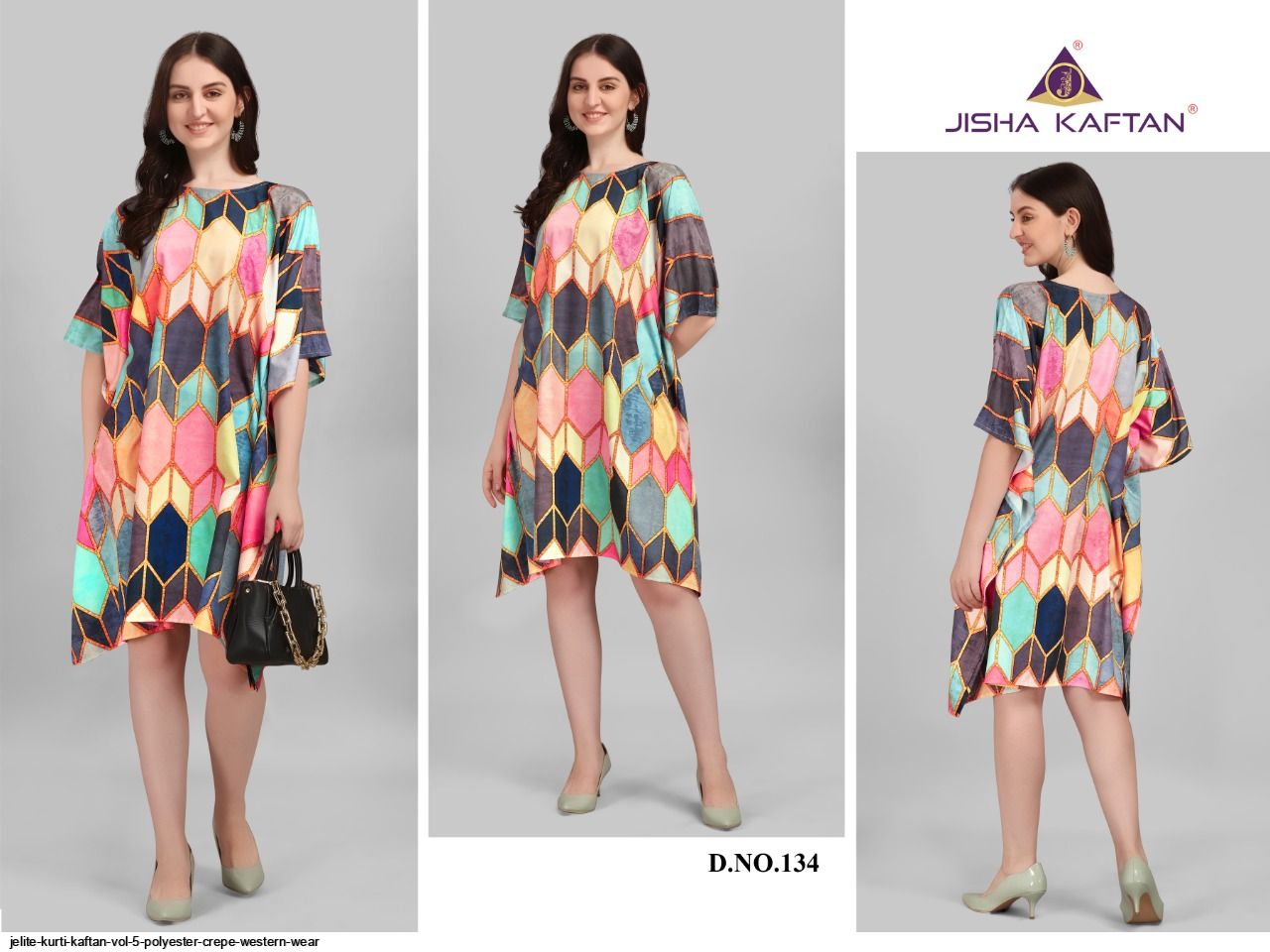 JELITE KURTI KAFTAN VOL 5 POLYESTER CREPE WESTERN WEAR G
