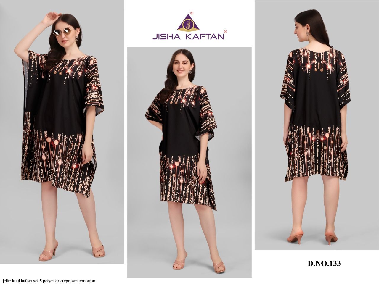 JELITE KURTI KAFTAN VOL 5 POLYESTER CREPE WESTERN WEAR A