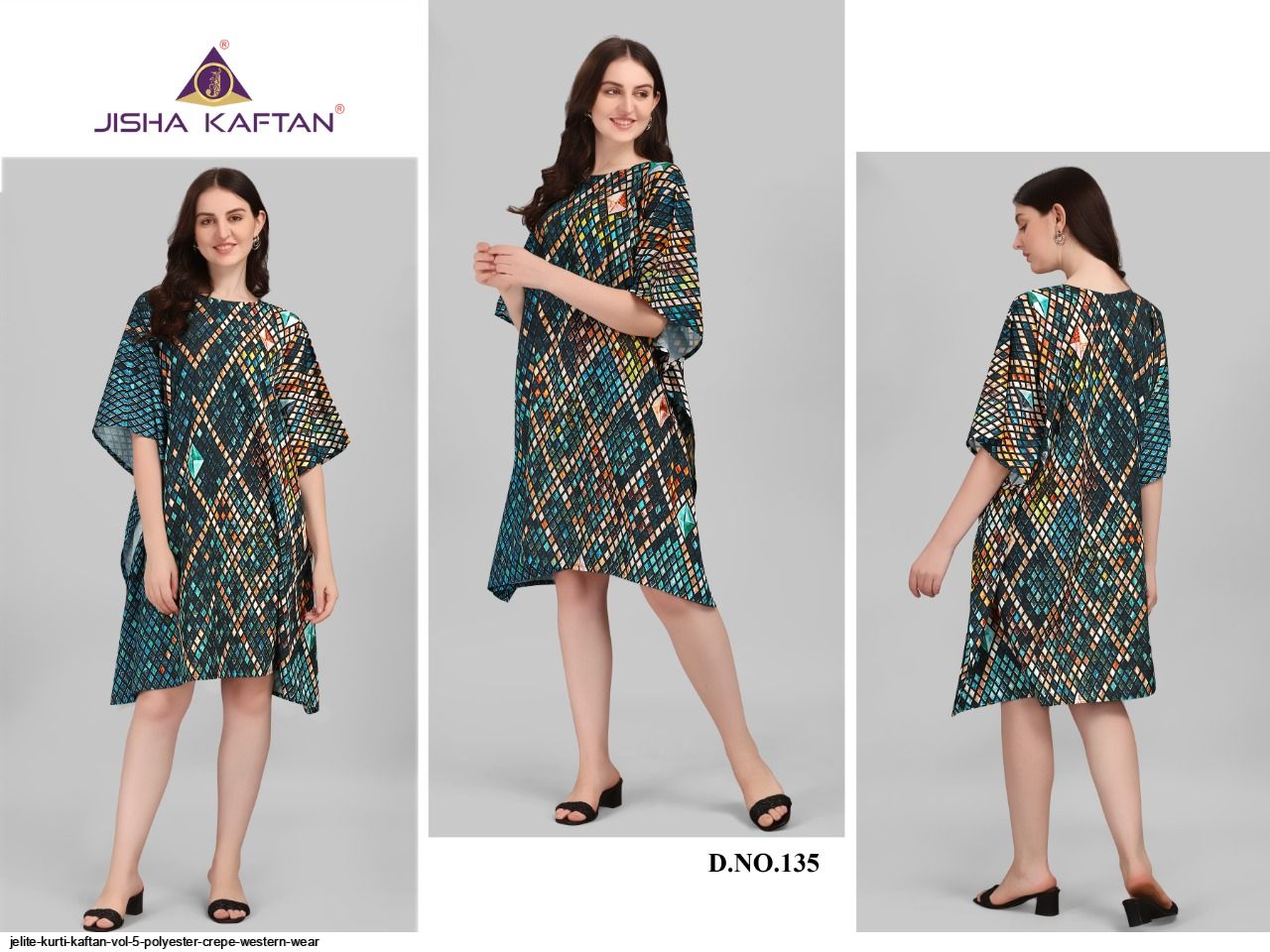 JELITE KURTI KAFTAN VOL 5 POLYESTER CREPE WESTERN WEAR B