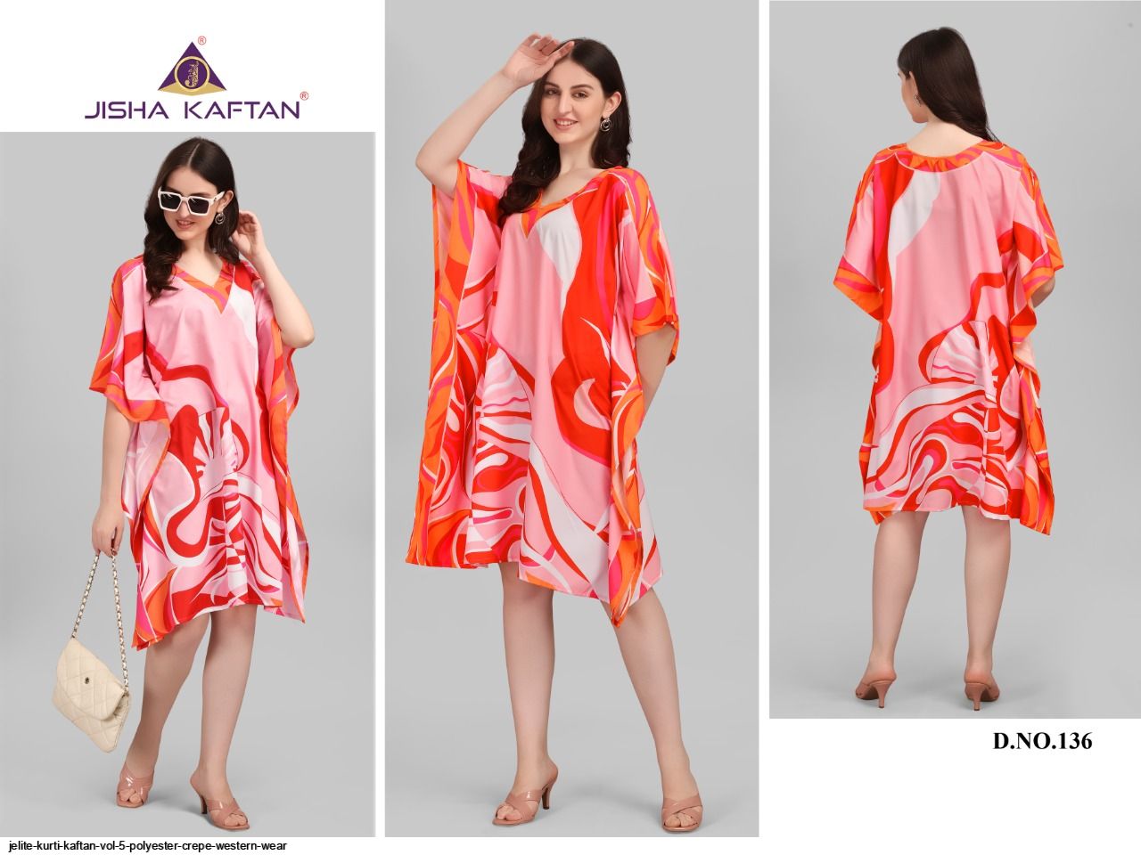 JELITE KURTI KAFTAN VOL 5 POLYESTER CREPE WESTERN WEAR C