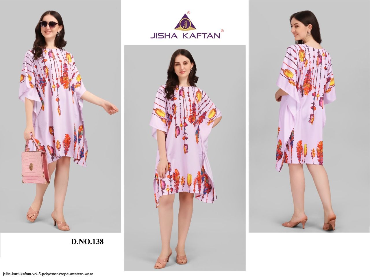 JELITE KURTI KAFTAN VOL 5 POLYESTER CREPE WESTERN WEAR E