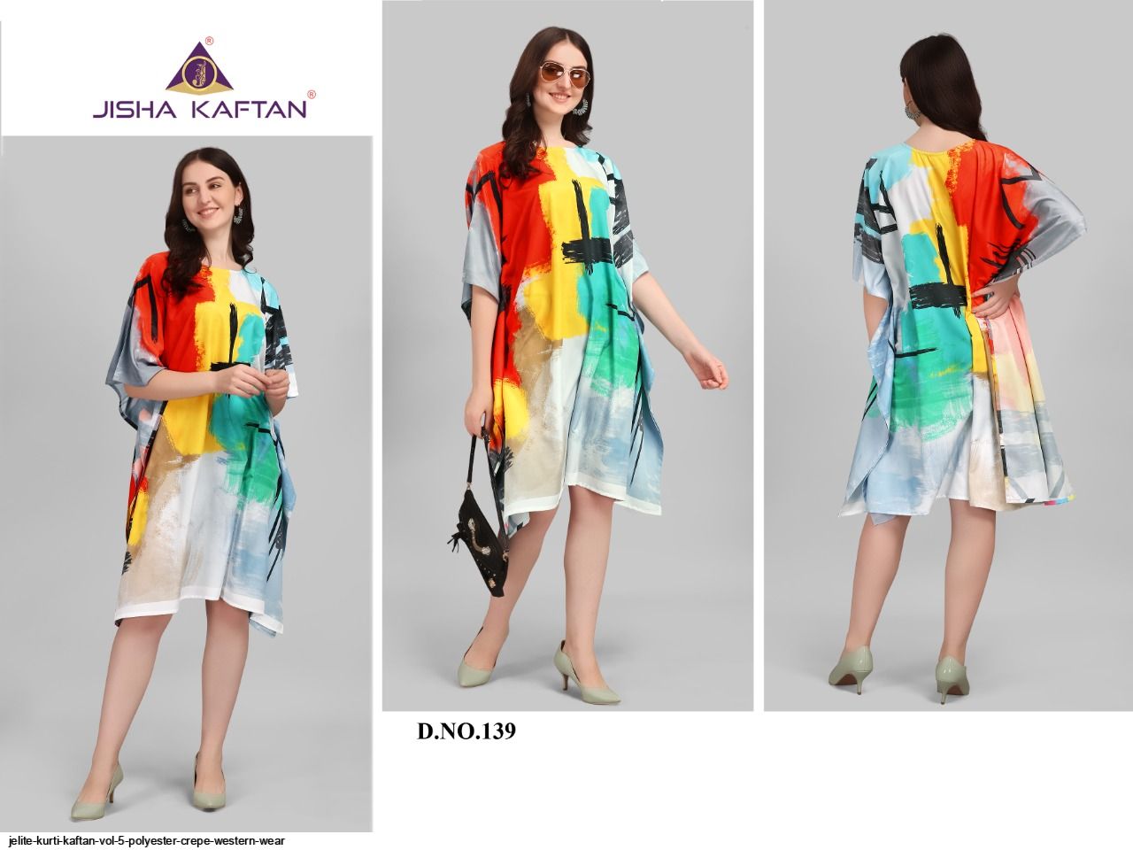 JELITE KURTI KAFTAN VOL 5 POLYESTER CREPE WESTERN WEAR F