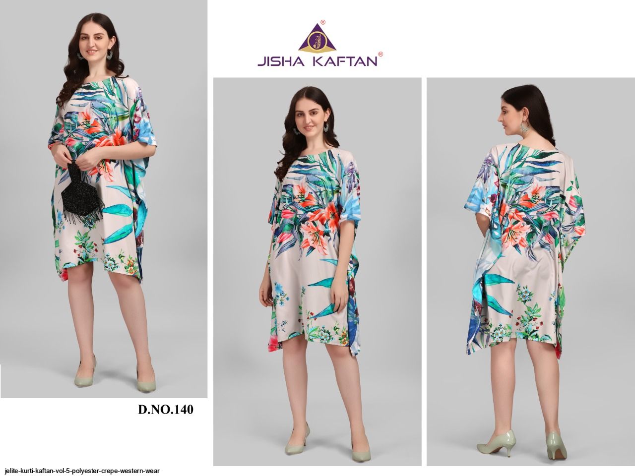 JELITE KURTI KAFTAN VOL 5 POLYESTER CREPE WESTERN WEAR H