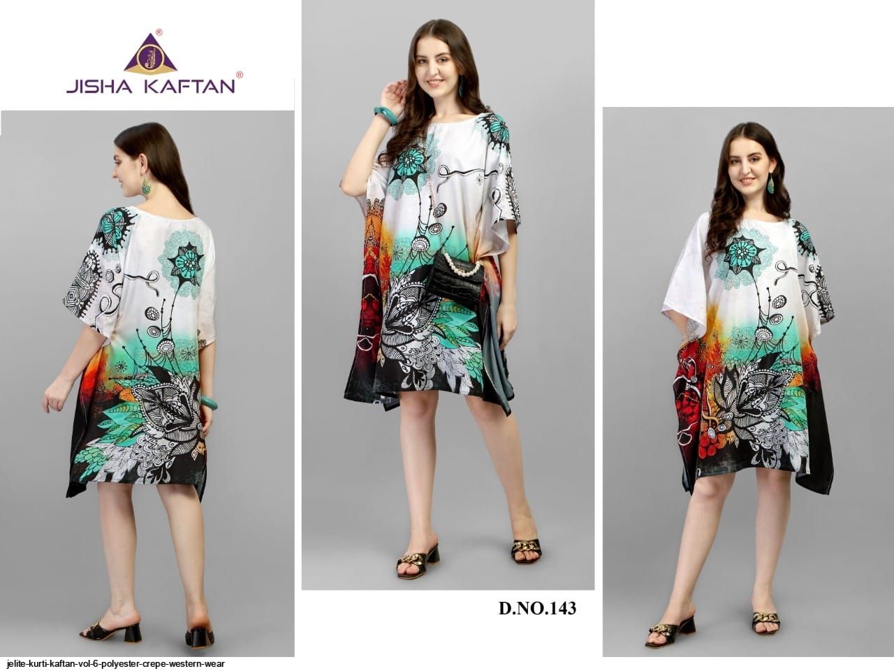 JELITE KURTI KAFTAN VOL 6 POLYESTER CREPE WESTERN WEAR C