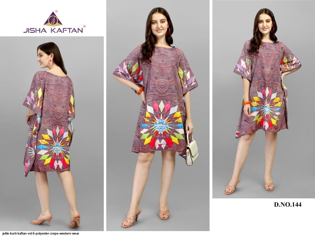 JELITE KURTI KAFTAN VOL 6 POLYESTER CREPE WESTERN WEAR D