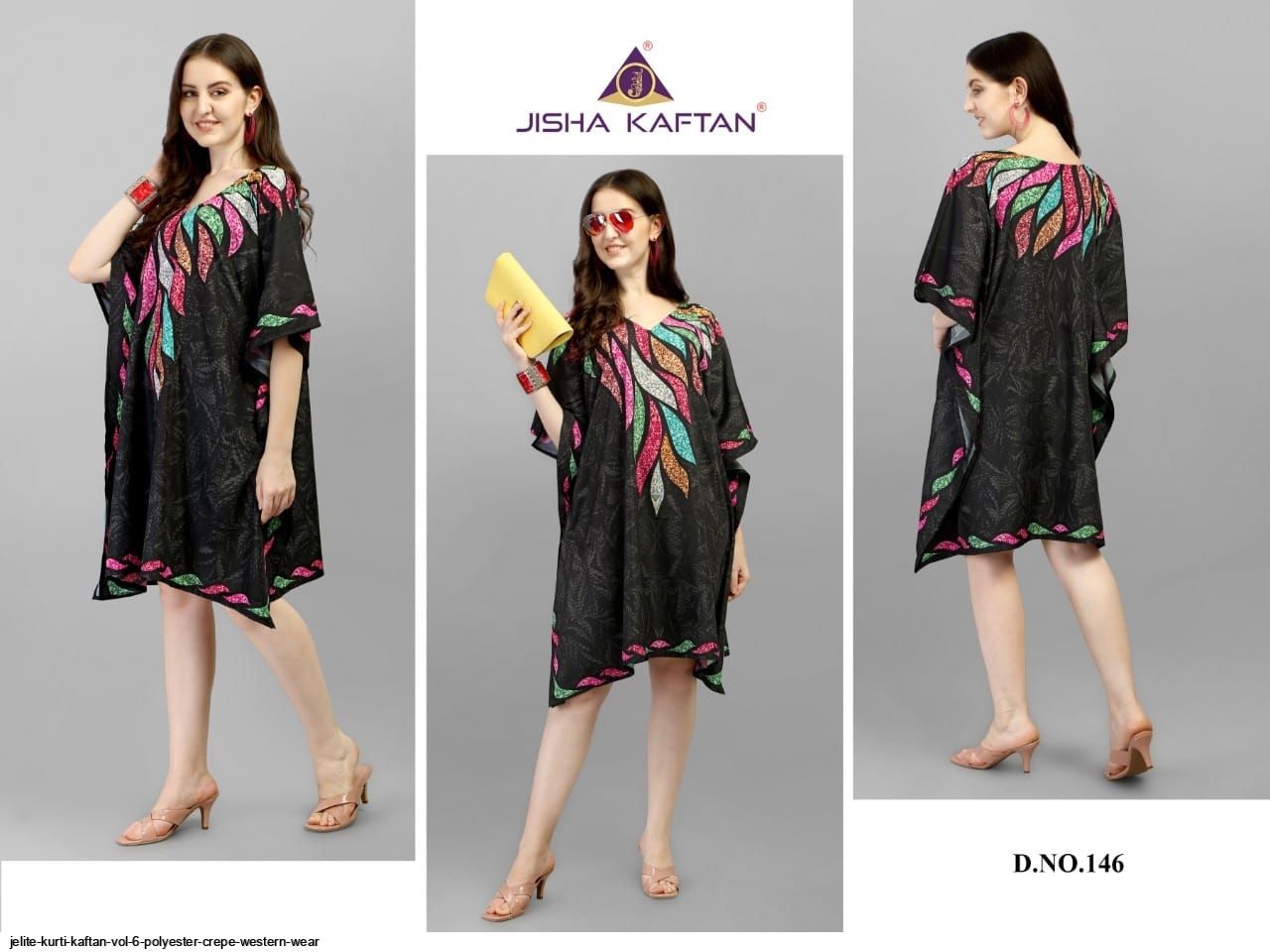 JELITE KURTI KAFTAN VOL 6 POLYESTER CREPE WESTERN WEAR G