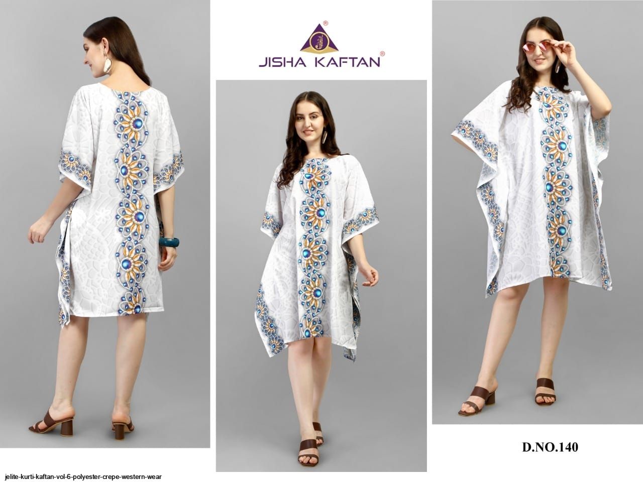 JELITE KURTI KAFTAN VOL 6 POLYESTER CREPE WESTERN WEAR A