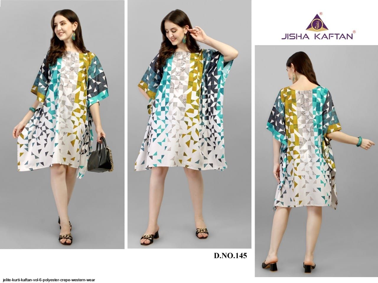 JELITE KURTI KAFTAN VOL 6 POLYESTER CREPE WESTERN WEAR E