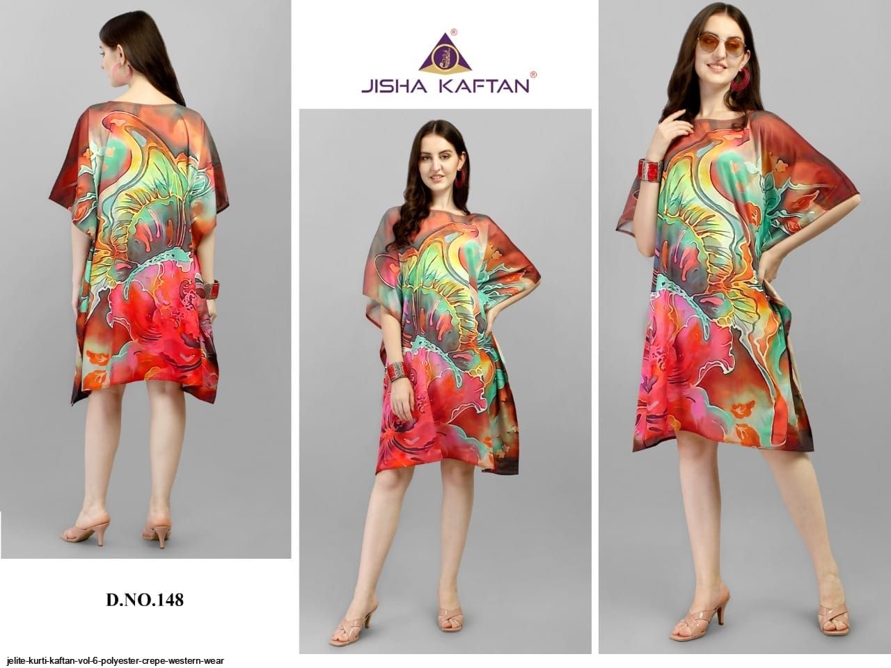 JELITE KURTI KAFTAN VOL 6 POLYESTER CREPE WESTERN WEAR H