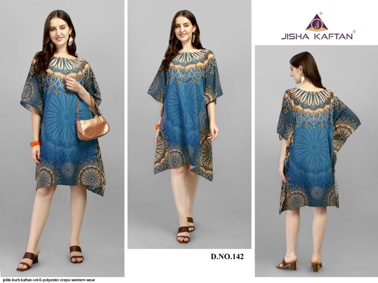JELITE KURTI KAFTAN VOL 6 POLYESTER CREPE WESTERN WEAR B