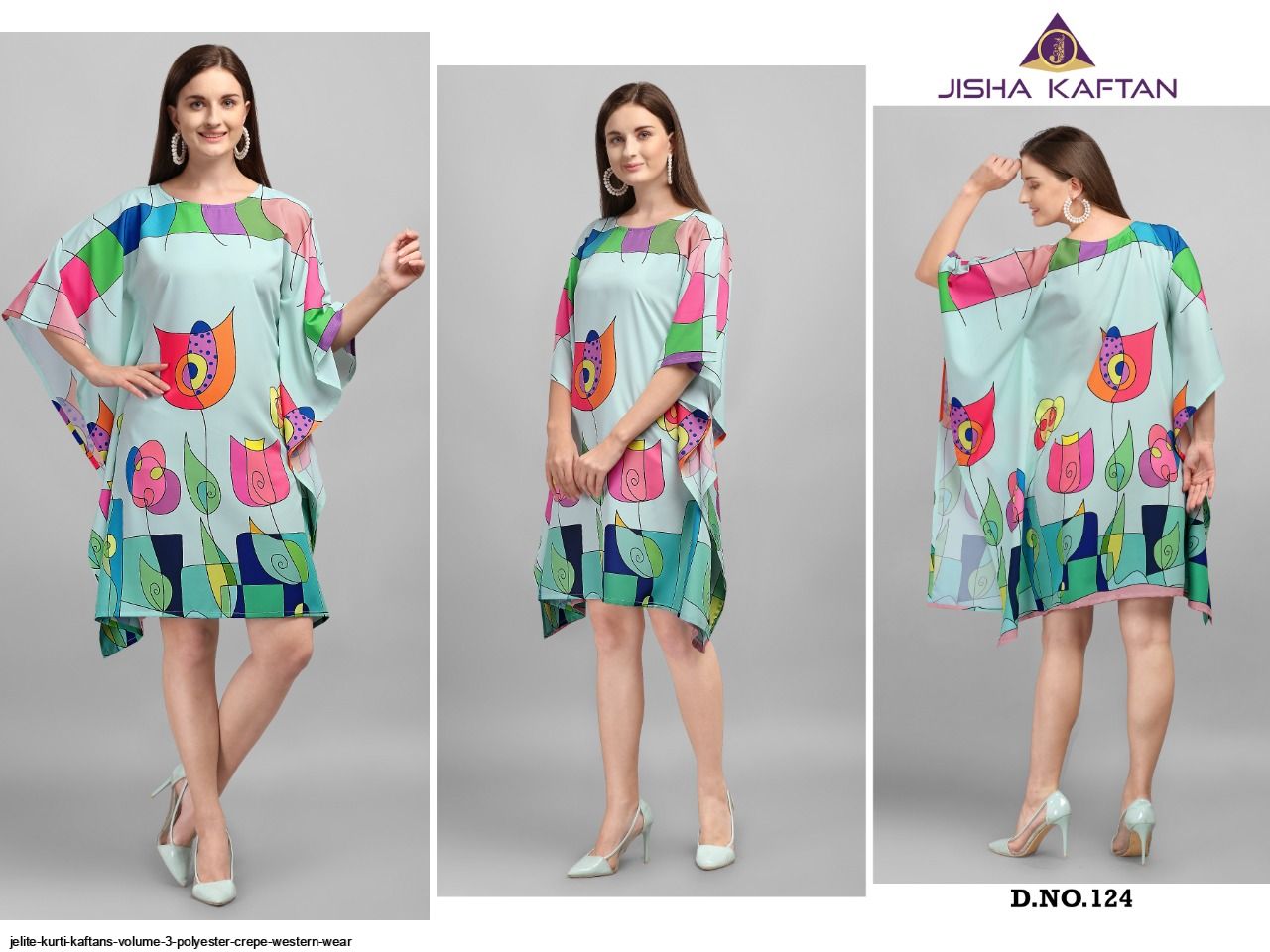 JELITE KURTI KAFTANS VOLUME 3 POLYESTER CREPE WESTERN WEAR H
