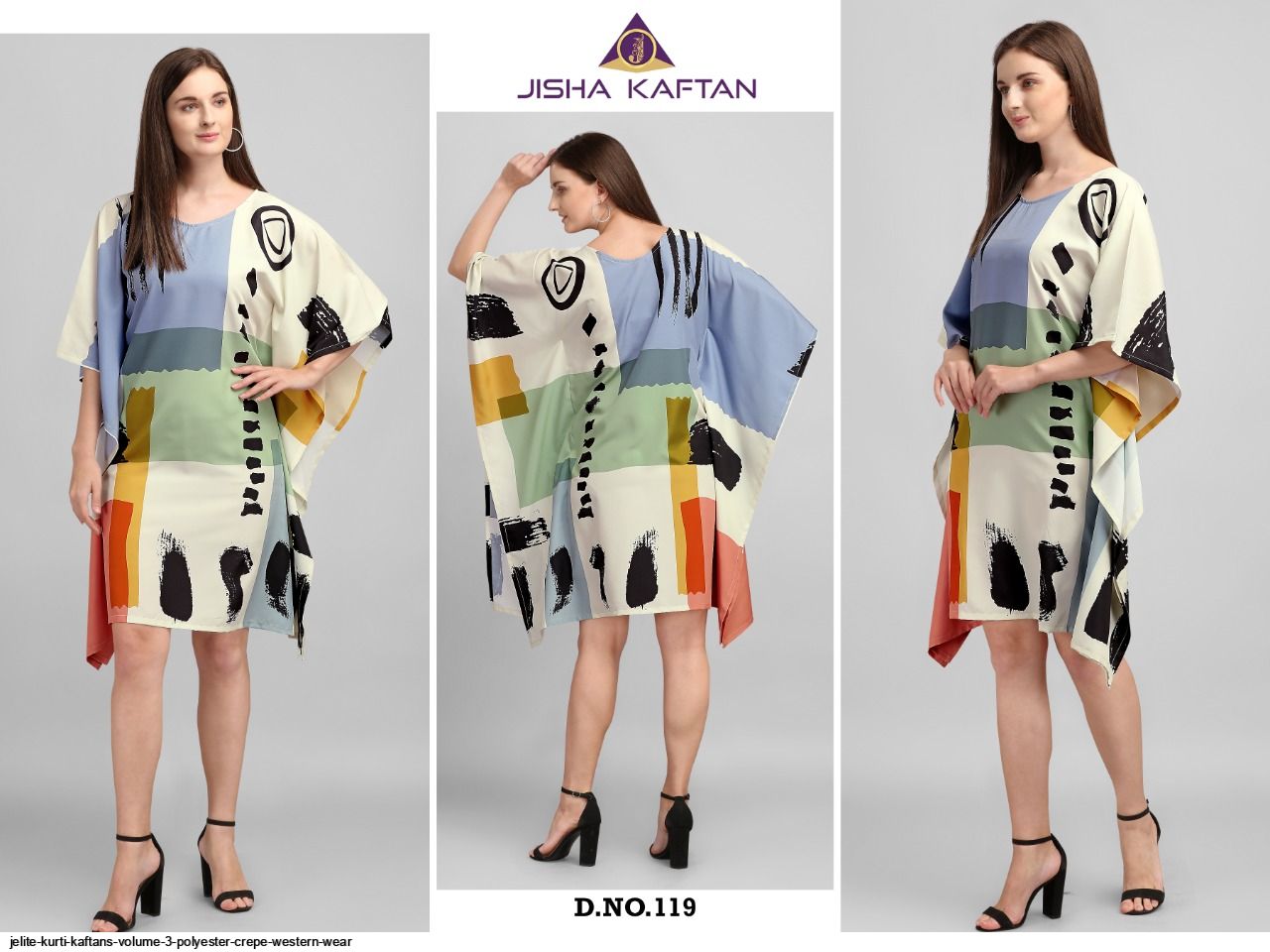 JELITE KURTI KAFTANS VOLUME 3 POLYESTER CREPE WESTERN WEAR C