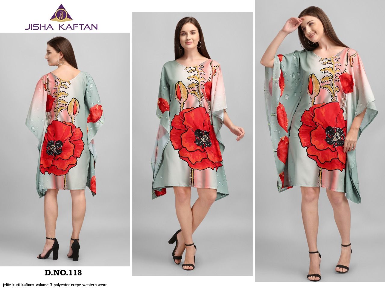 JELITE KURTI KAFTANS VOLUME 3 POLYESTER CREPE WESTERN WEAR B