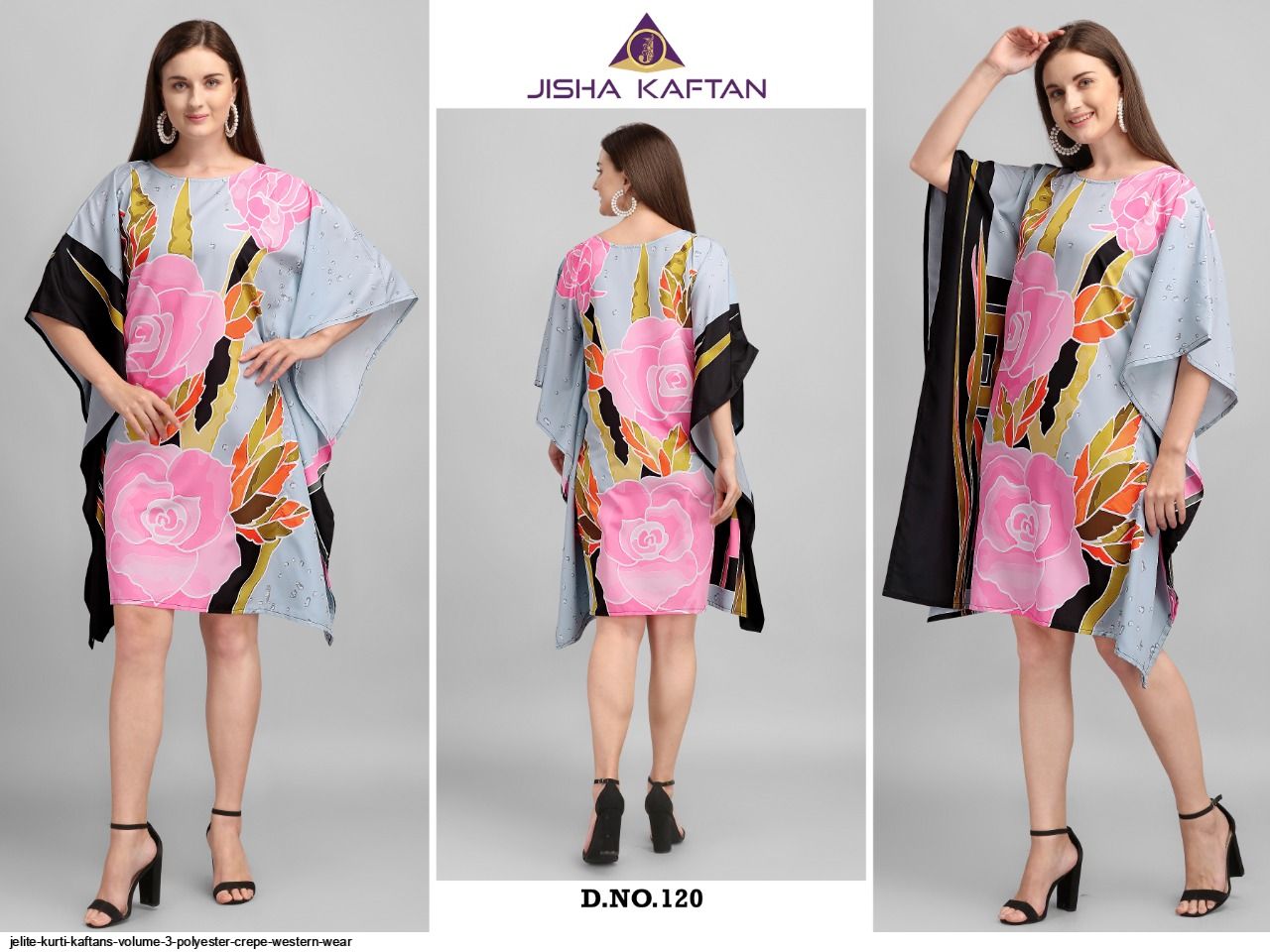 JELITE KURTI KAFTANS VOLUME 3 POLYESTER CREPE WESTERN WEAR D