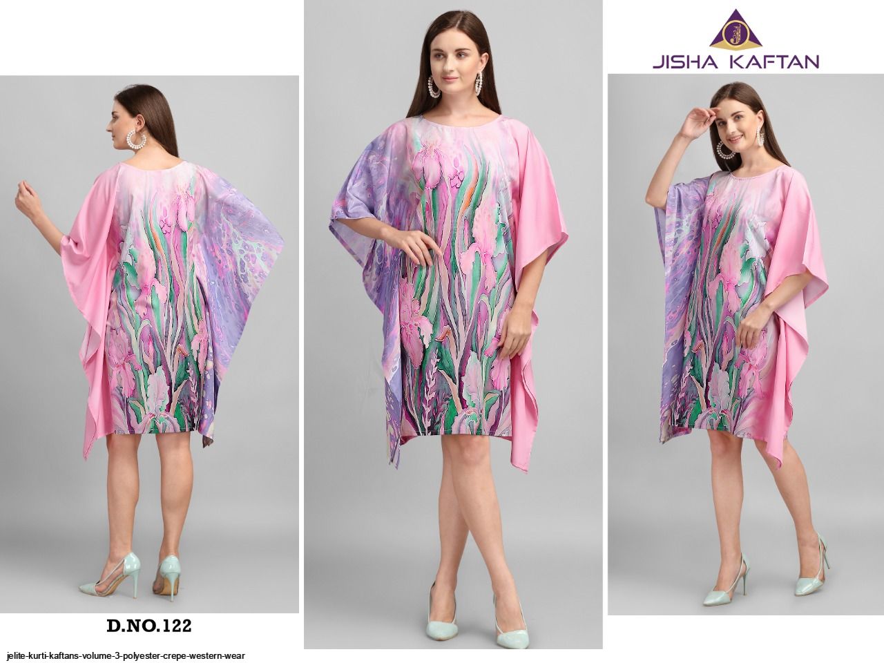 JELITE KURTI KAFTANS VOLUME 3 POLYESTER CREPE WESTERN WEAR F