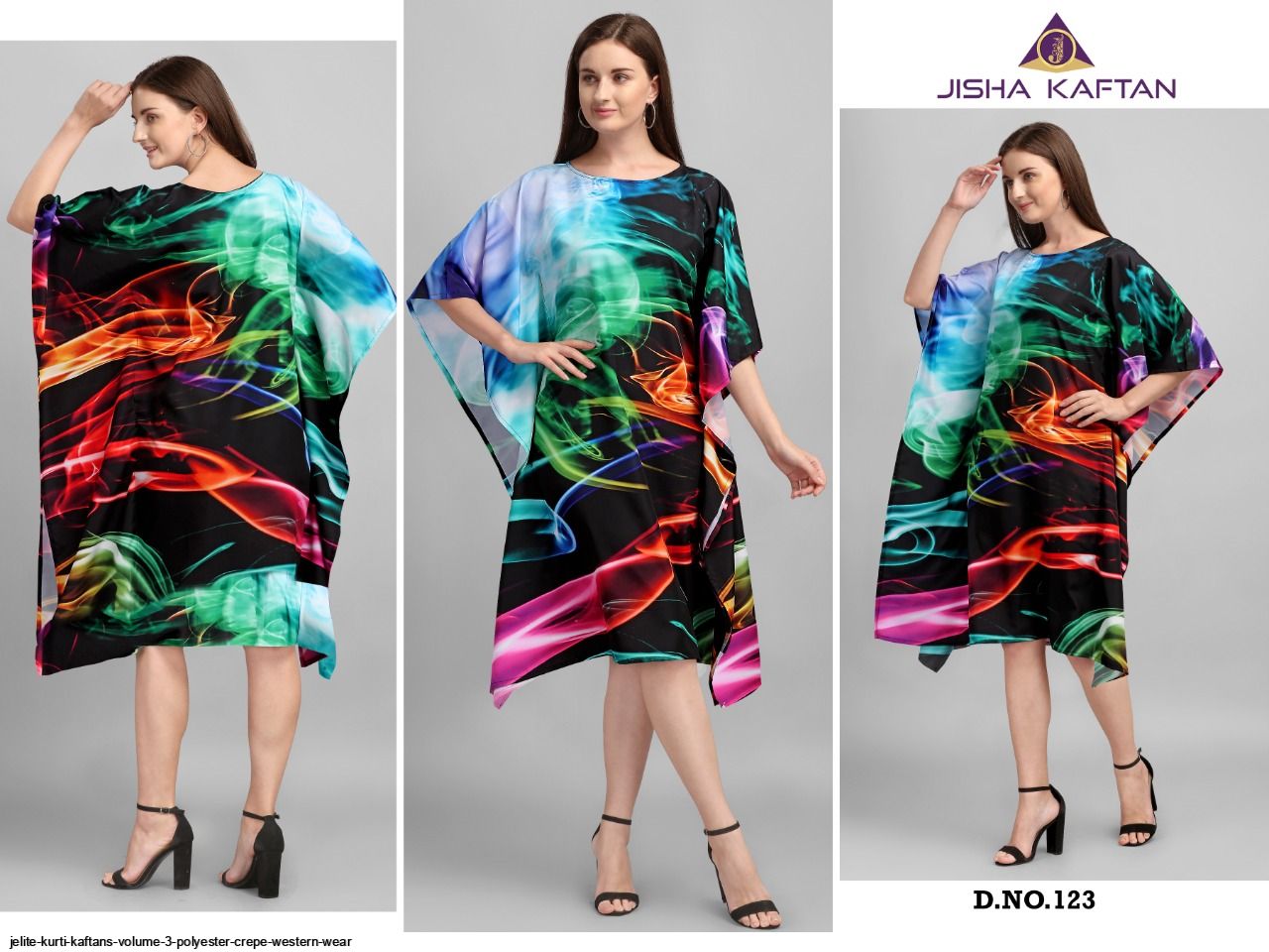 JELITE KURTI KAFTANS VOLUME 3 POLYESTER CREPE WESTERN WEAR G