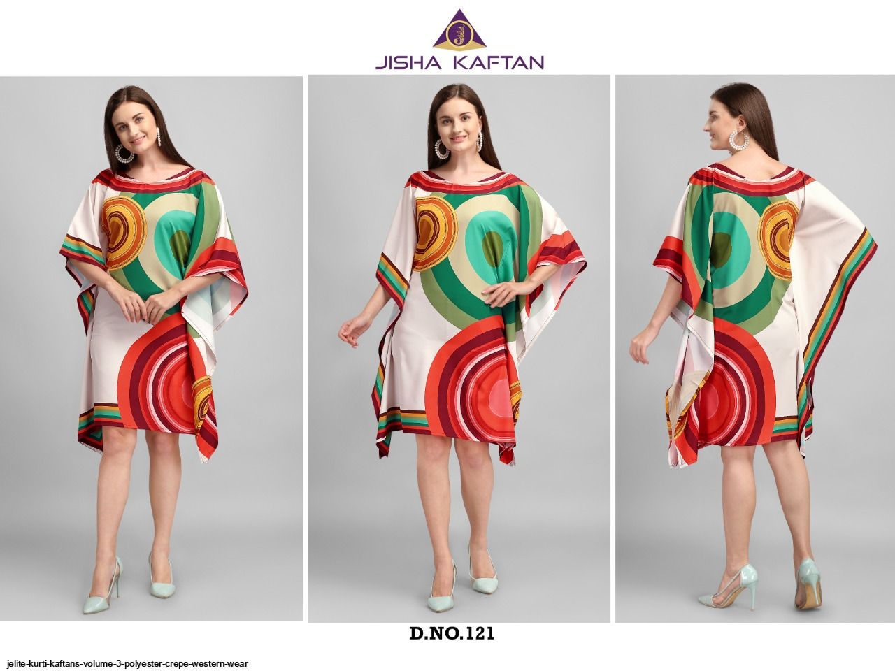 JELITE KURTI KAFTANS VOLUME 3 POLYESTER CREPE WESTERN WEAR E
