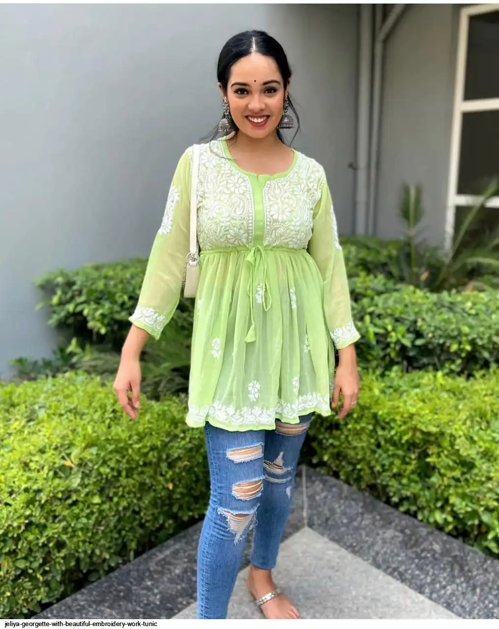 JELIYA GEORGETTE WITH BEAUTIFUL EMBROIDERY WORK TUNIC C