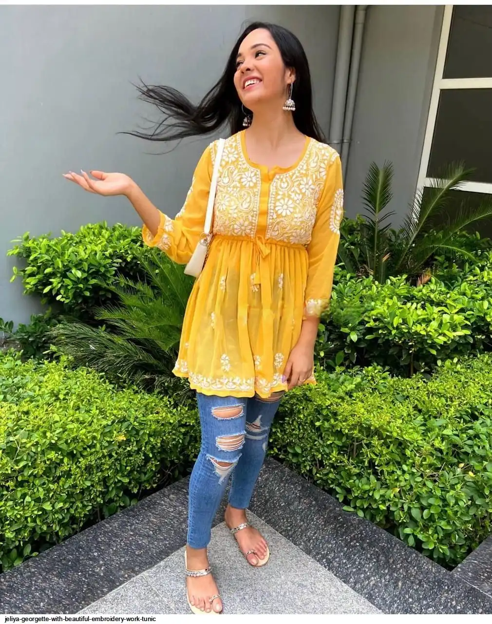 JELIYA GEORGETTE WITH BEAUTIFUL EMBROIDERY WORK TUNIC D