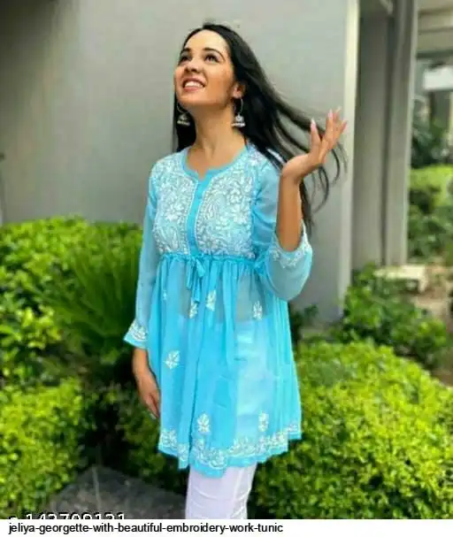 JELIYA GEORGETTE WITH BEAUTIFUL EMBROIDERY WORK TUNIC F