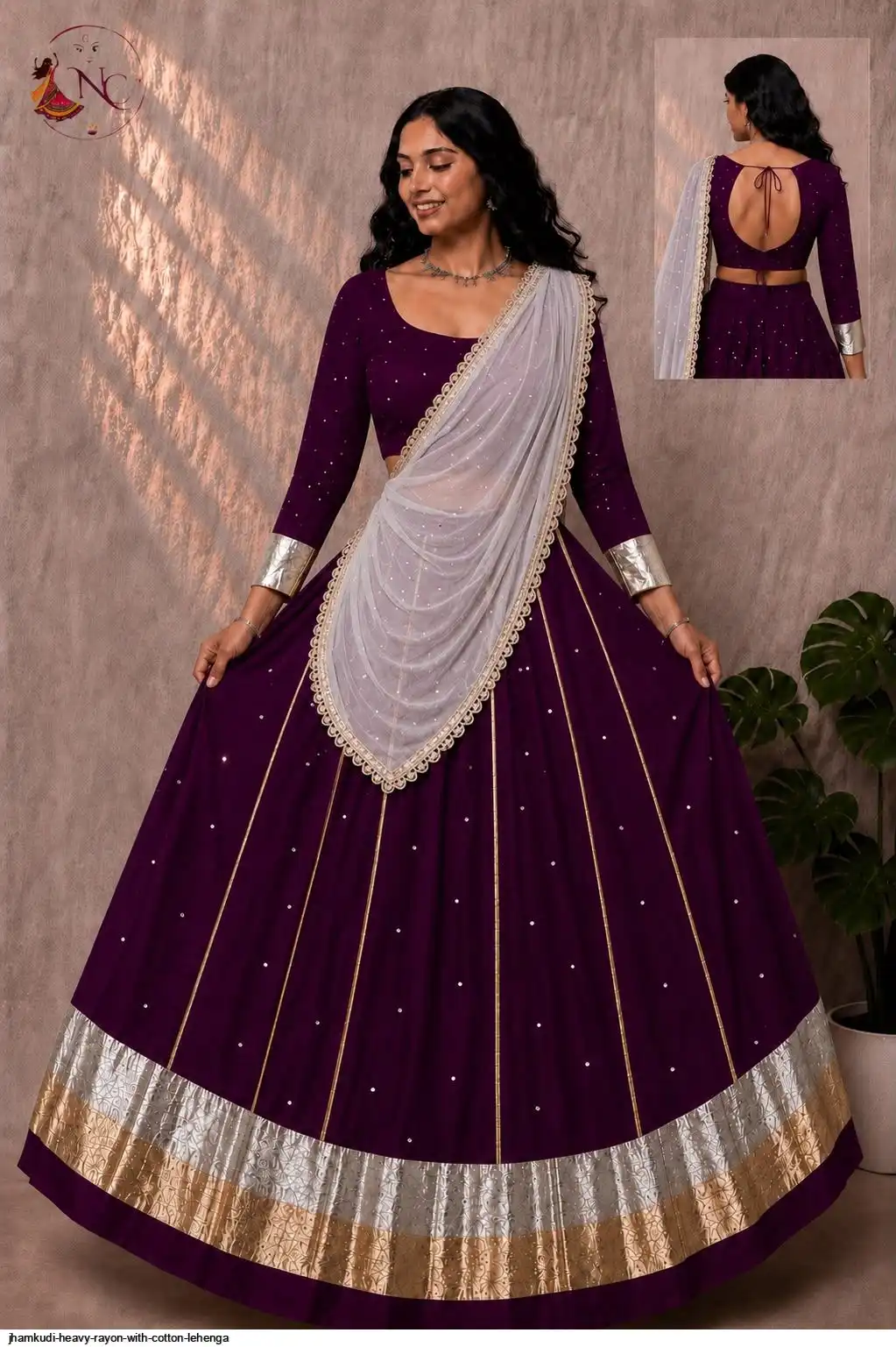 JHAMKUDI HEAVY RAYON WITH COTTON LEHENGA 1