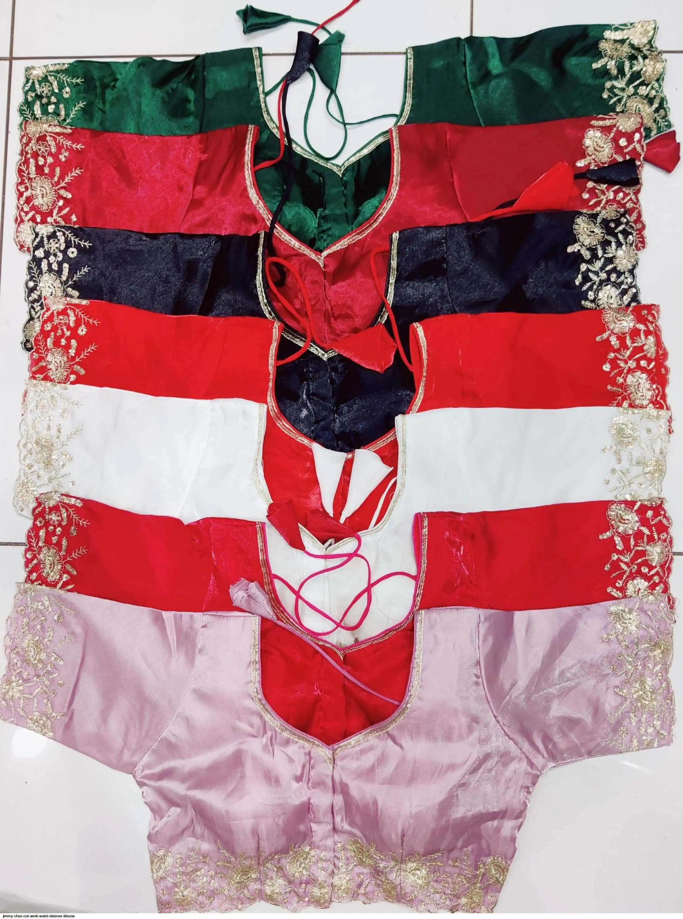 JIMMY CHOO CUT WORK WAIST SLEEVES BLOUSE