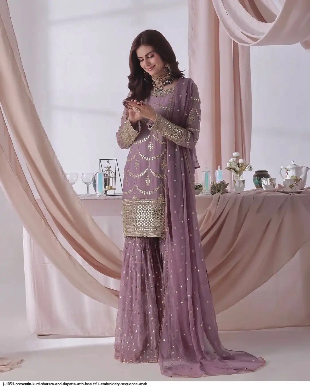 JL 1051 PRESENTIN KURTI SHARARA AND DUPATTA WITH BEAUTIFUL EMBROIDERY SEQUENCE WORK 1