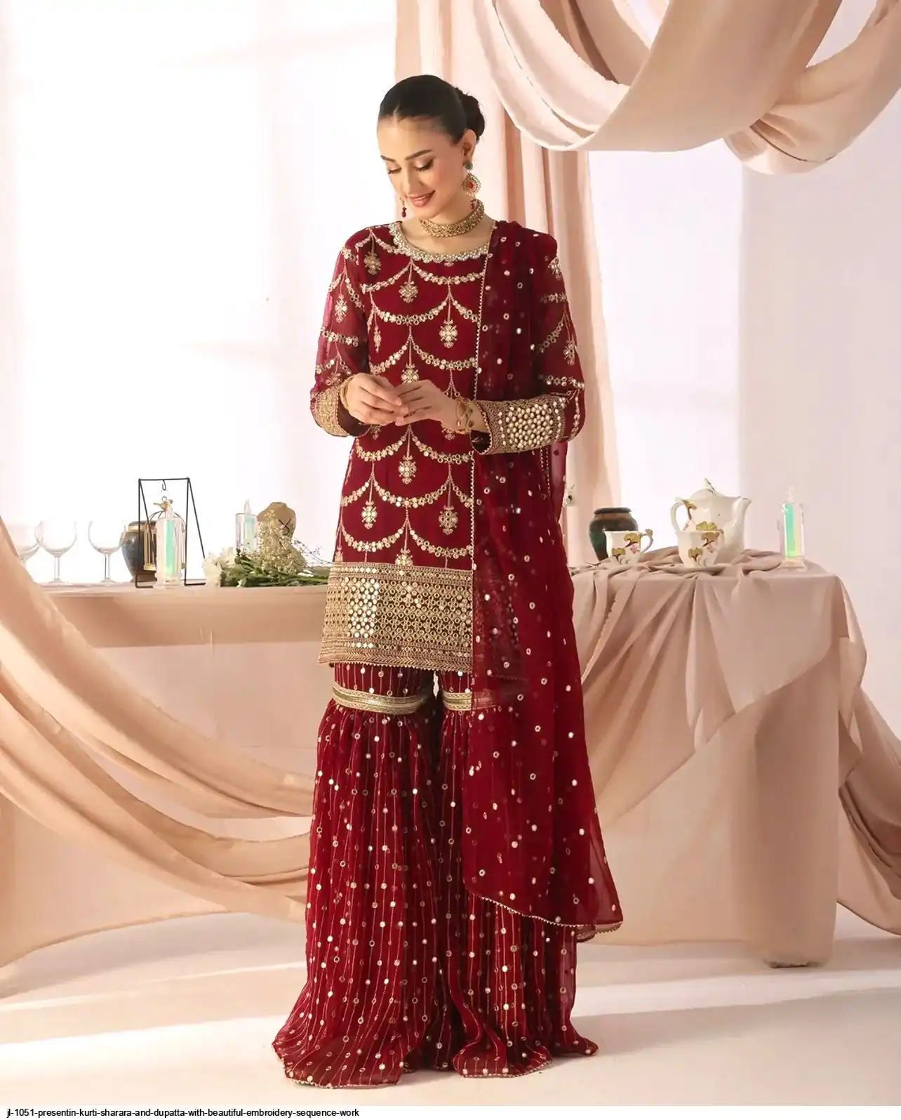 JL 1051 PRESENTIN KURTI SHARARA AND DUPATTA WITH BEAUTIFUL EMBROIDERY SEQUENCE WORK 2
