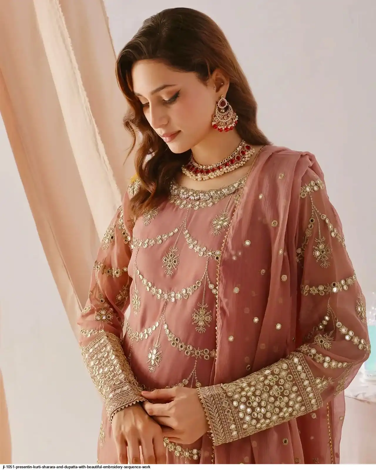 JL 1051 PRESENTIN KURTI SHARARA AND DUPATTA WITH BEAUTIFUL EMBROIDERY SEQUENCE WORK 4