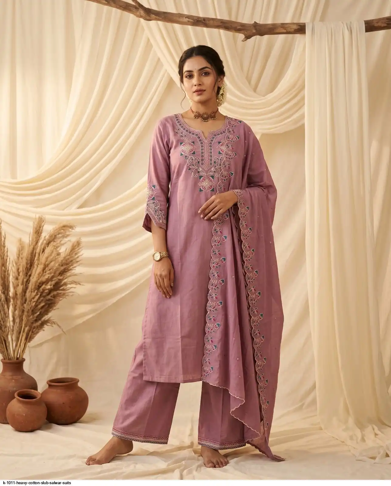 K 1011 HEAVY COTTON SLUB SALWAR SUITS B