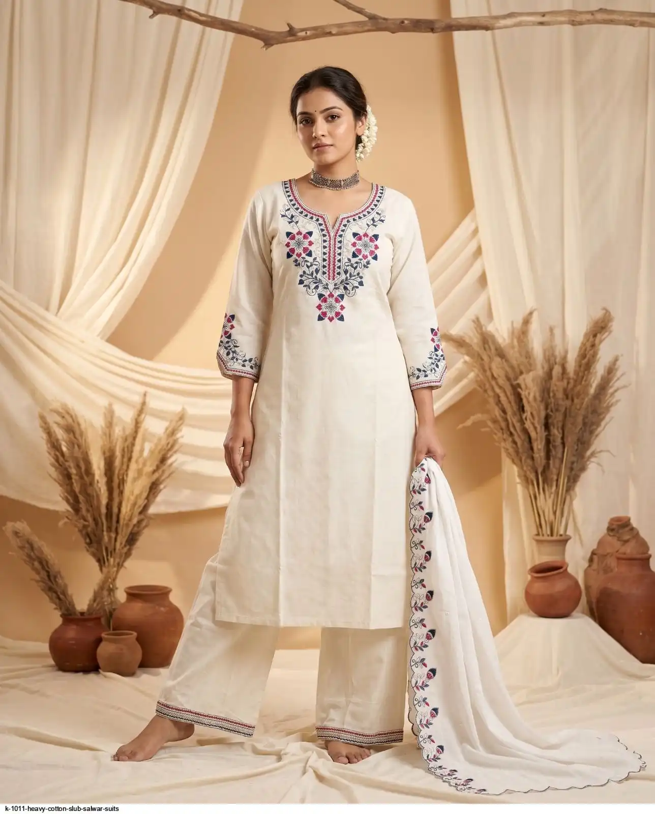 K 1011 HEAVY COTTON SLUB SALWAR SUITS G