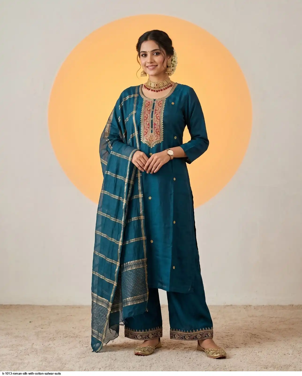 K 1013 ROMAN SILK WITH COTTON SALWAR SUITS B