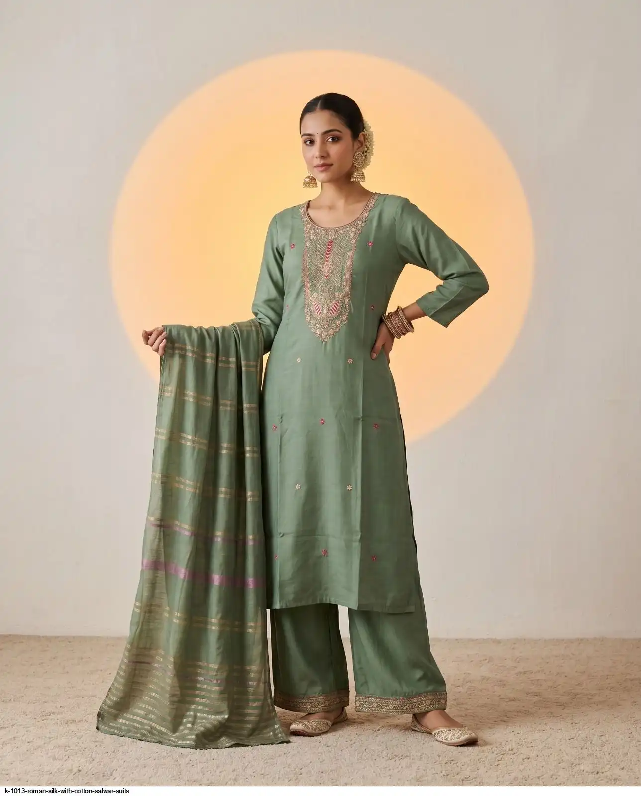 K 1013 ROMAN SILK WITH COTTON SALWAR SUITS D