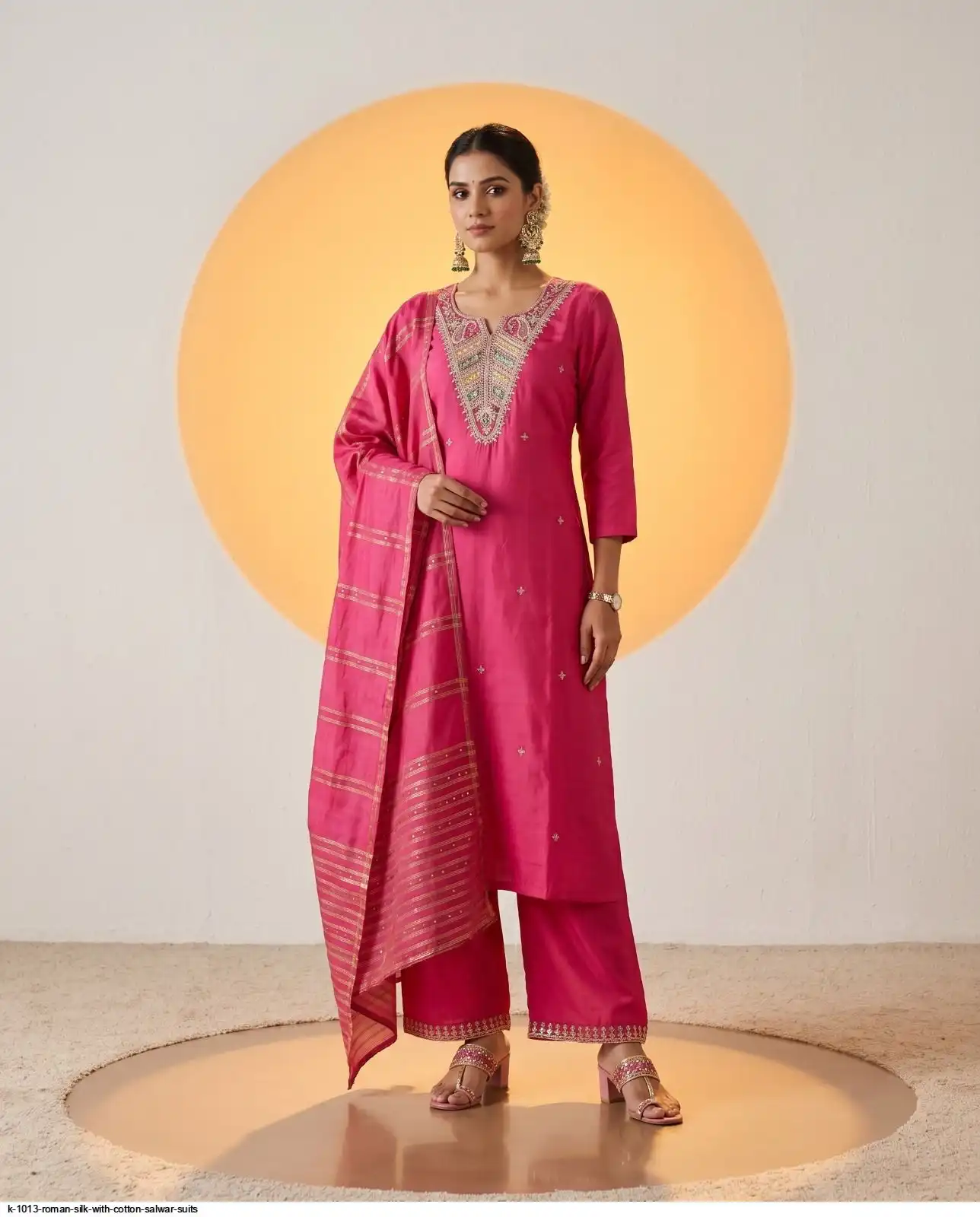 K 1013 ROMAN SILK WITH COTTON SALWAR SUITS E