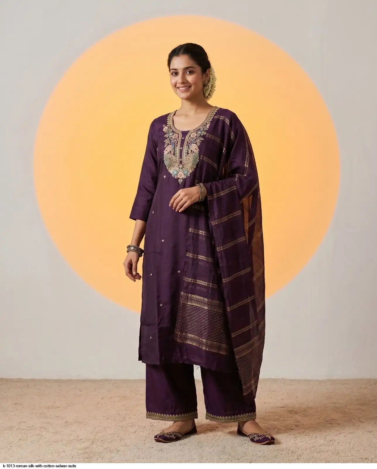 K 1013 ROMAN SILK WITH COTTON SALWAR SUITS F