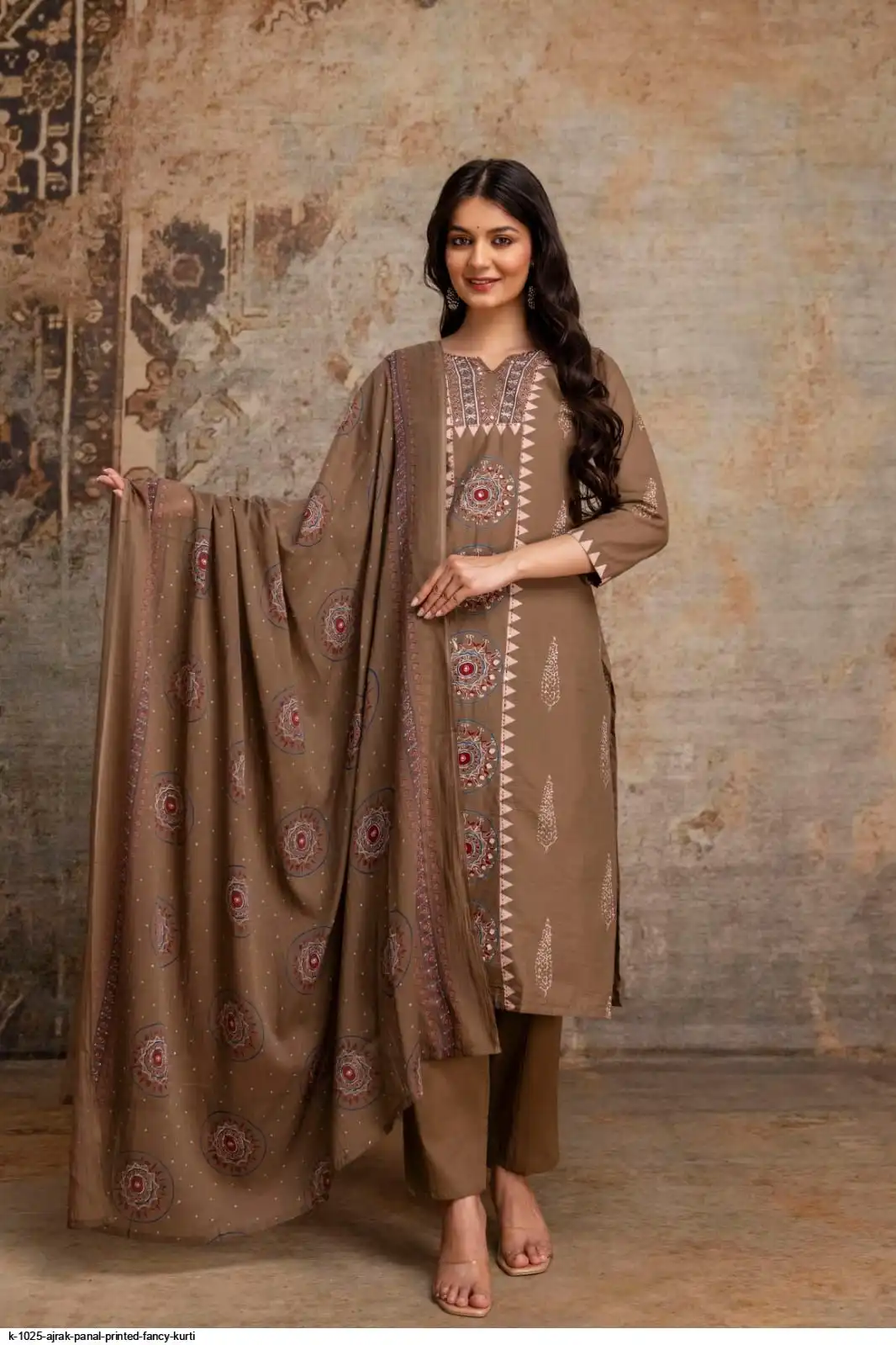 K 1025 AJRAK PANAL PRINTED FANCY KURTI B