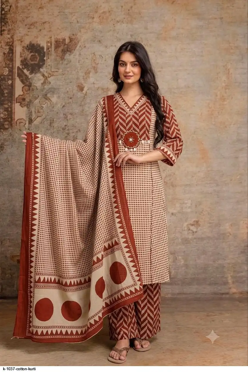 K 1037 COTTON KURTI D