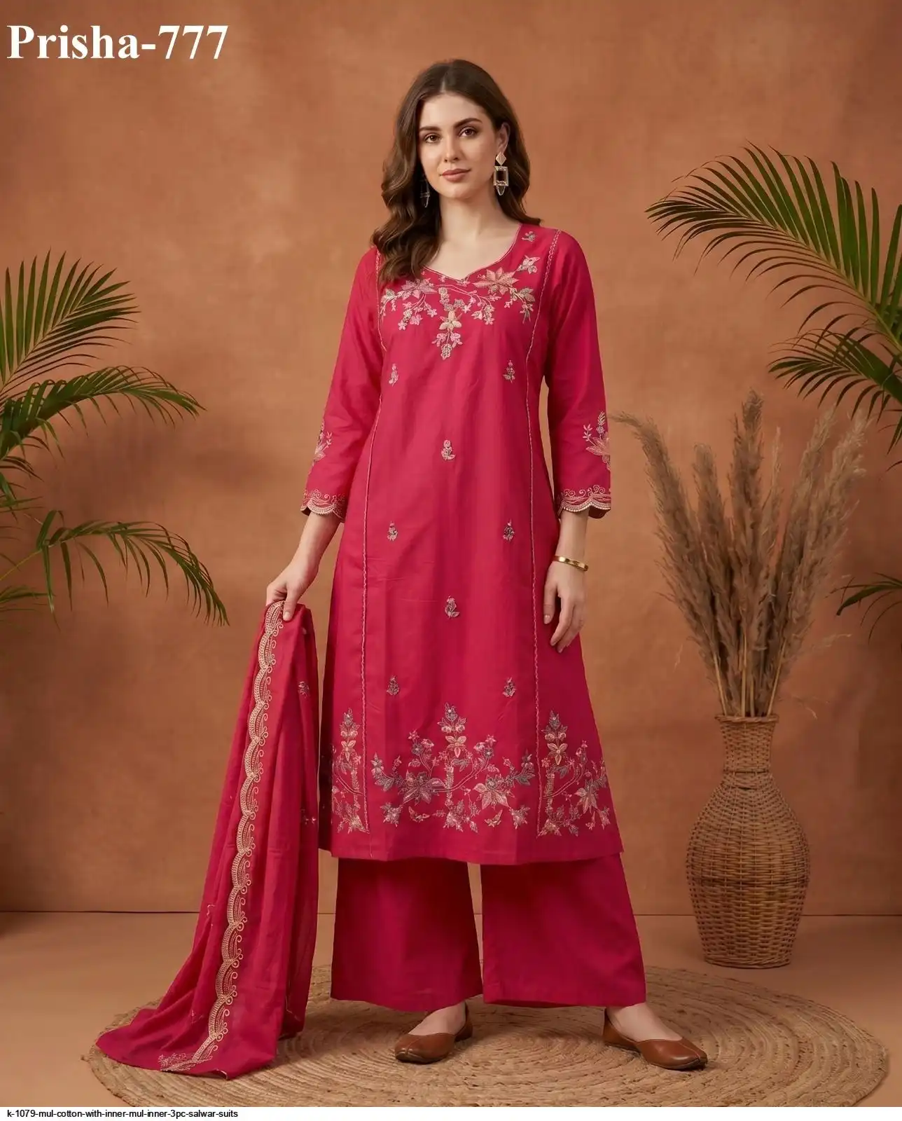 K 1079 MUL COTTON WITH INNER MUL INNER 3PC SALWAR SUITS 3
