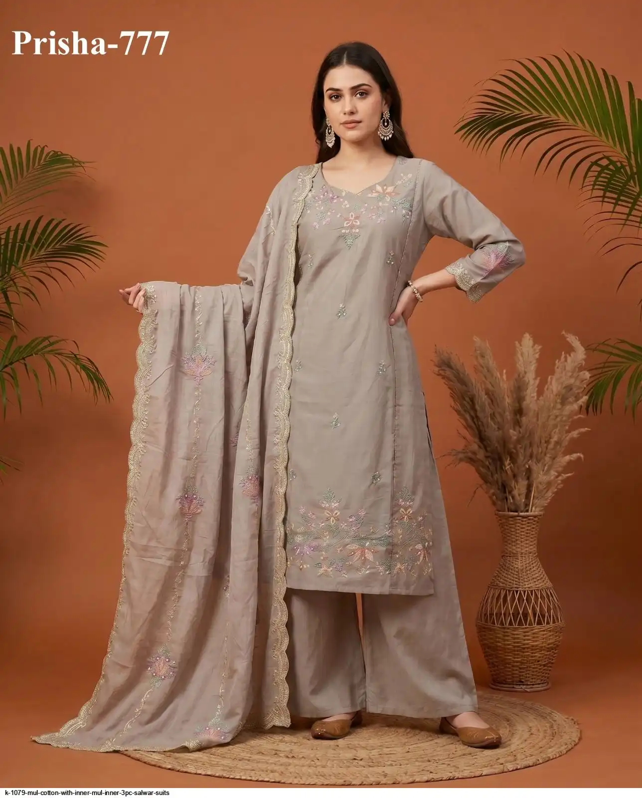 K 1079 MUL COTTON WITH INNER MUL INNER 3PC SALWAR SUITS 2