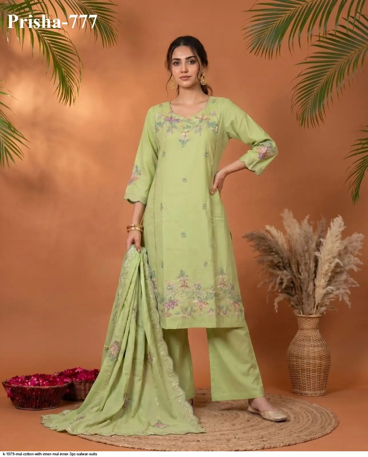 K 1079 MUL COTTON WITH INNER MUL INNER 3PC SALWAR SUITS 6